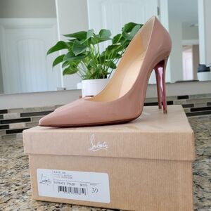 Christian Louboutin Nude Patent Pointed Toe Stiletto Pumps